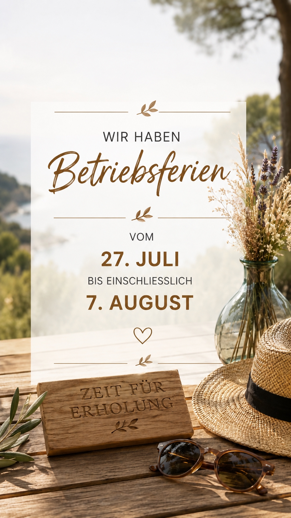 Betriebsferien 27. Juli bis 7. August